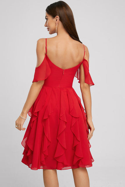 Robe Midi Volants Rouge - gallery 5