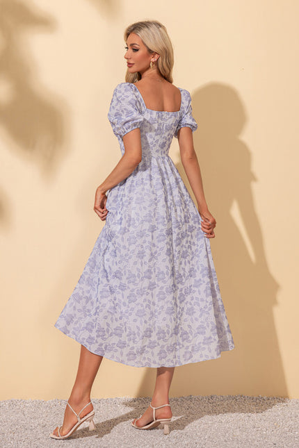 Robe Midi Rose À Volants - gallery 2