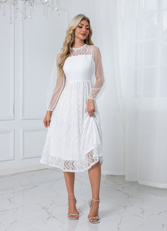 Robe Midi Dentelle Blanche - gallery 1