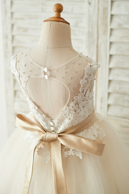 Robe Midi Enfant Tulle Doré - gallery 3