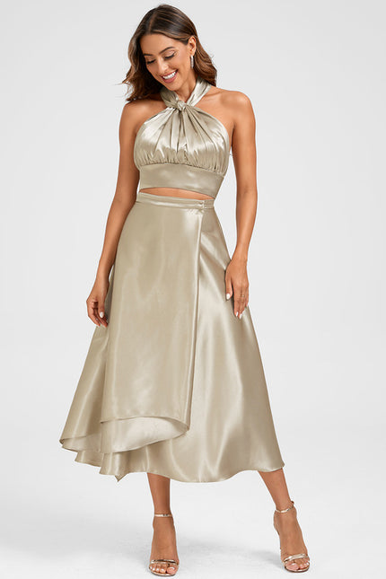 Robe Midi Satin Doré - gallery 5