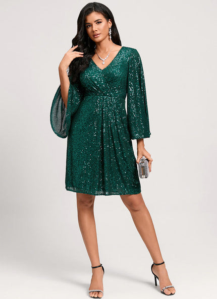 Robe Midi Émeraude Pailletée