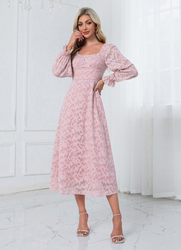 Robe Midi Rose À Motifs - gallery 5