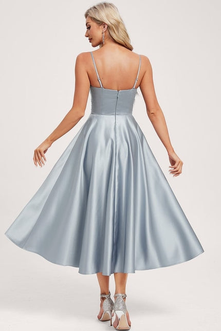 Robe Midi Satin Bleu Ciel - gallery 4