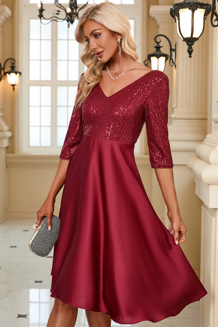 Robe Midi Éclat Rubis Satiné - gallery 1
