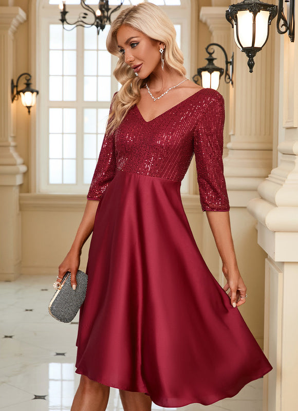 Robe Midi Éclat Rubis Satiné - gallery 1