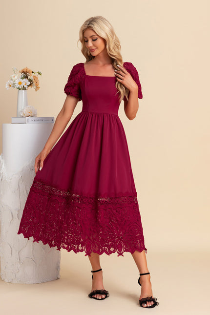 Robe Midi Bordeaux Évasée - gallery 4