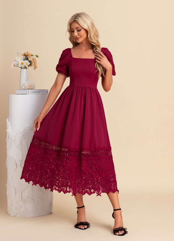Robe Midi Bordeaux Évasée - gallery 4