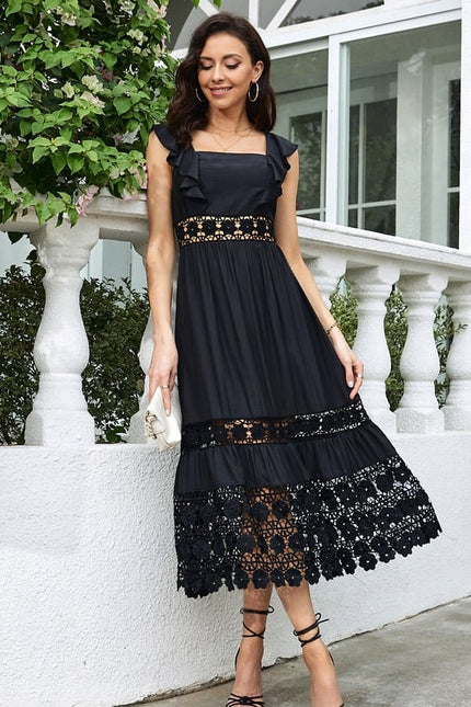 Robe Midi Noire Délicate - gallery 2