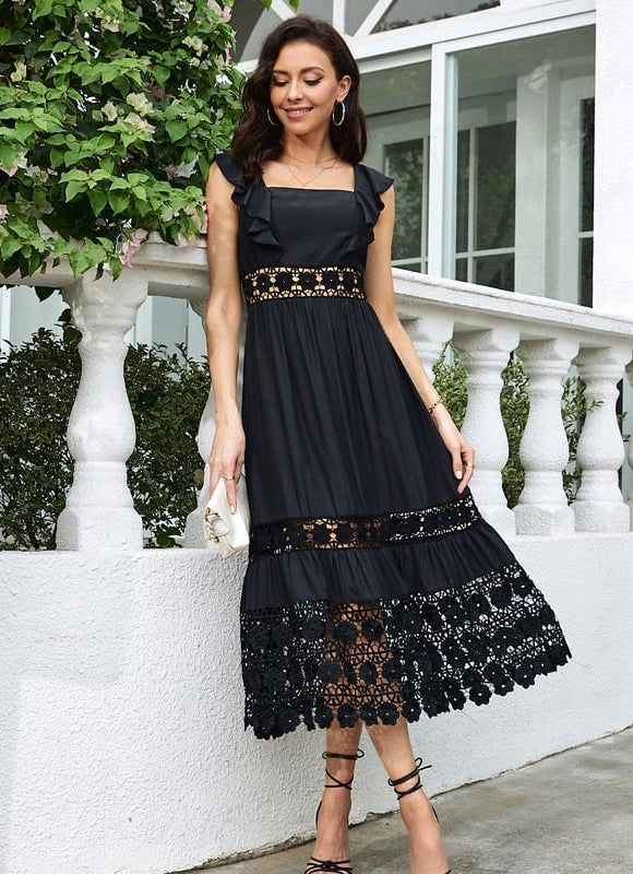 Robe Midi Noire Délicate - gallery 2