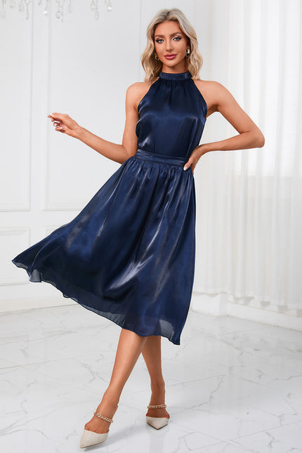 Robe Midi Satinée Halter - gallery 1