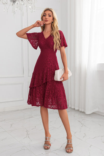 Robe Midi Dentelle Bordeaux - gallery 5