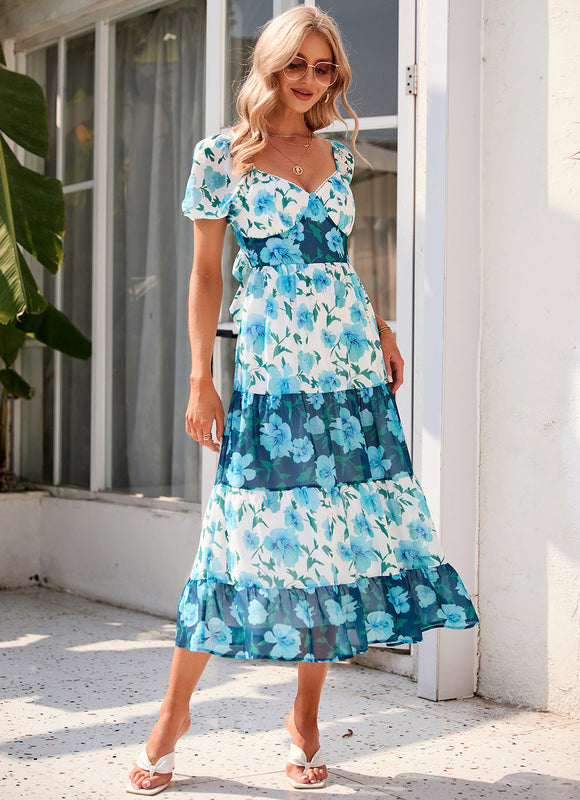 Robe Midi Fleurie Aquatique - gallery 2