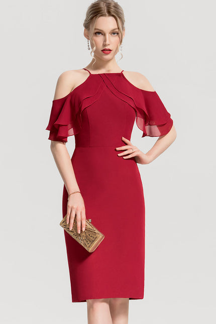 Robe Midi Froncée Bordeaux - gallery 3