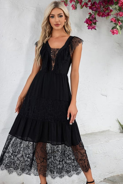 Robe Midi Dentelle Élégante