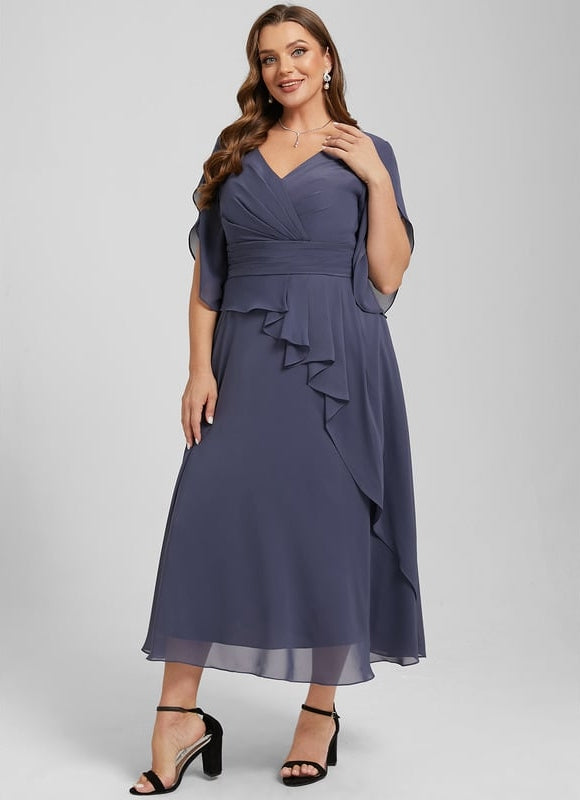 Robe Midi Fluide Grisâtre - gallery 6