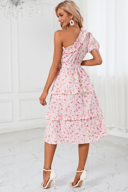 Robe Midi Asymétrique Rose - gallery 5