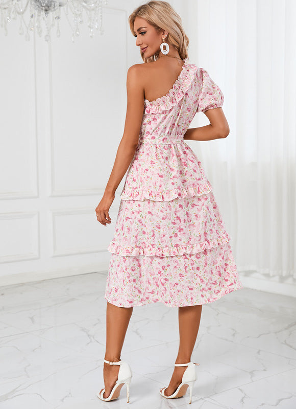 Robe Midi Asymétrique Rose - gallery 5