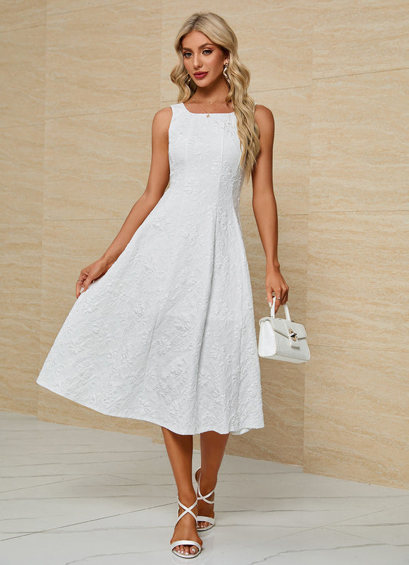 Robe Midi Jacquard Blanche - gallery 2