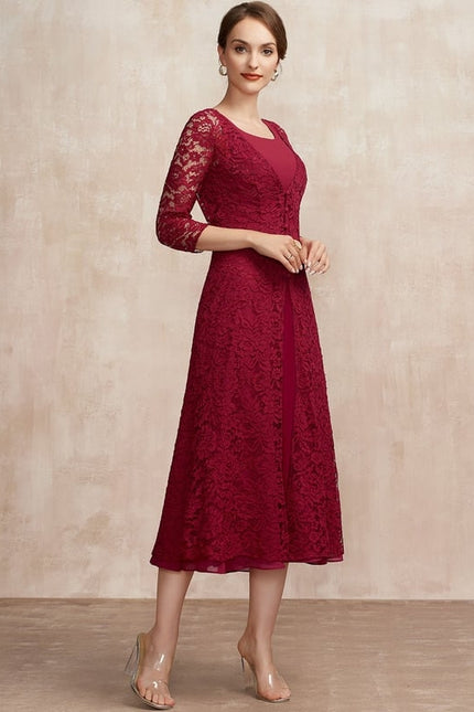 Robe Midi Bordeaux Aérée - gallery 3