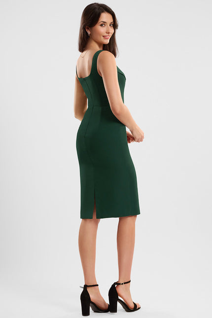 Robe Midi Droite Émeraude - gallery 3