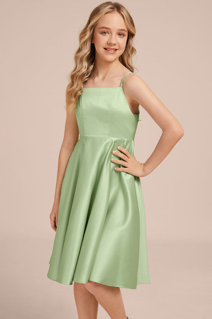 Robe Midi Satin Évasée Verte - gallery 2