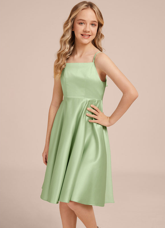 Robe Midi Satin Évasée Verte - gallery 2