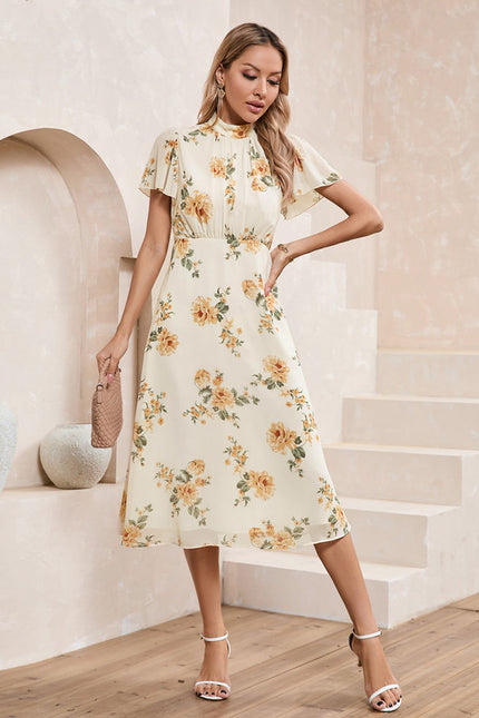 Robe Midi Florale Crème