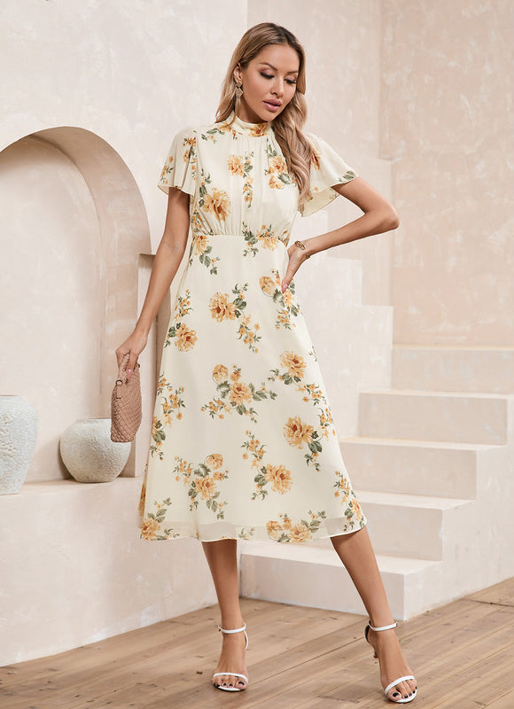 Robe Midi Florale Crème