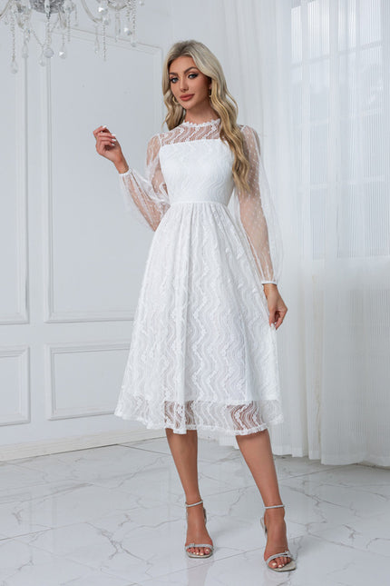 Robe Midi Dentelle Blanche - gallery 6