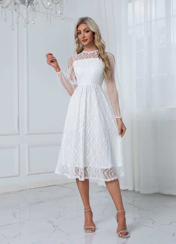 Robe Midi Dentelle Blanche - gallery 6