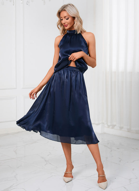 Robe Midi Satinée Halter