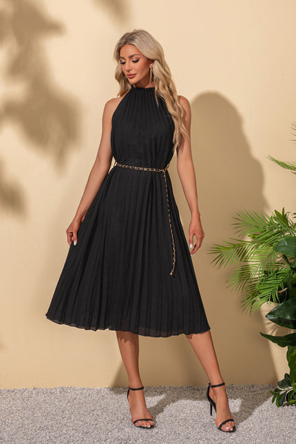 Robe Midi Plissée Noire