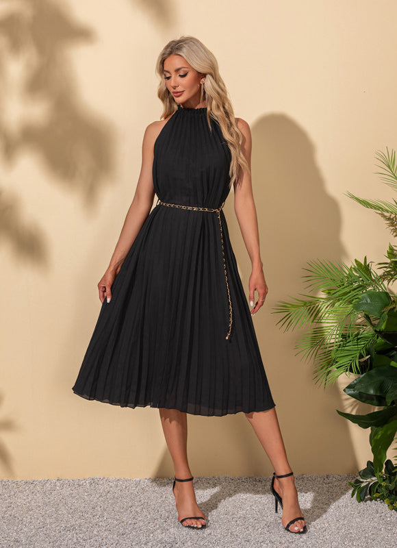 Robe Midi Plissée Noire