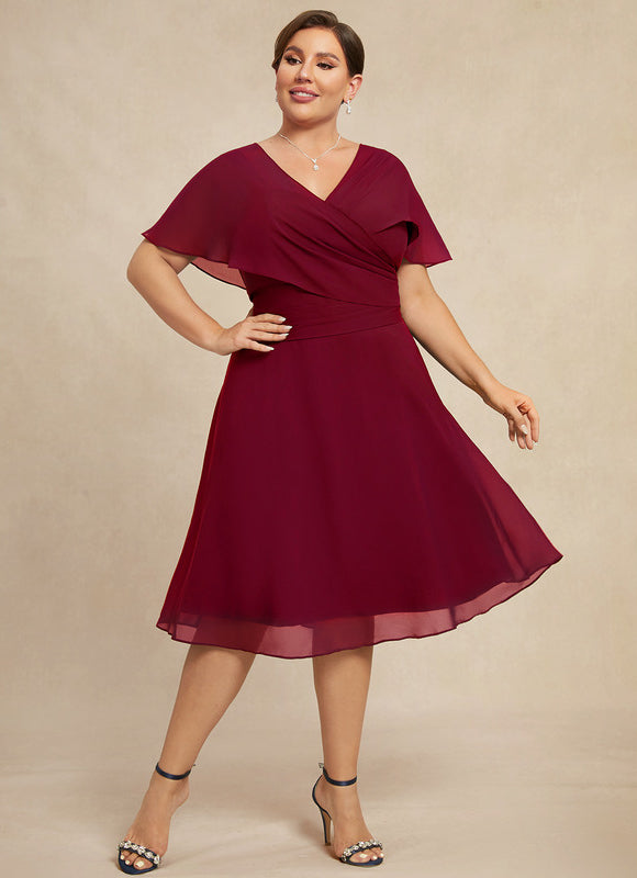 Robe Midi Rouge Élégant Vaporeux - gallery 9