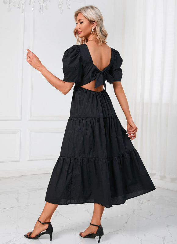 Robe Midi Noire Volants - gallery 2