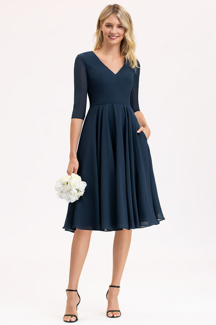 Robe Midi Aérienne Marine - gallery 2