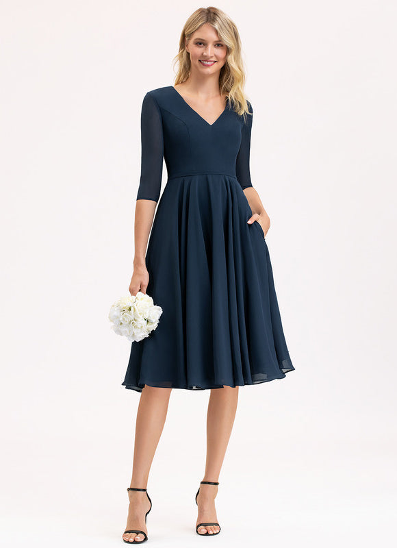 Robe Midi Aérienne Marine - gallery 2