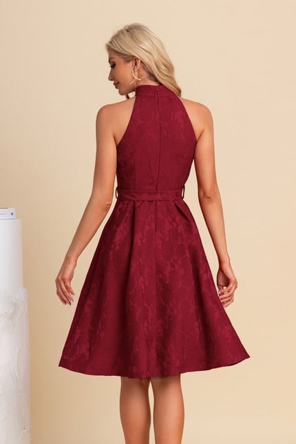 Robe Midi Bordeaux Ceinturée - gallery 3
