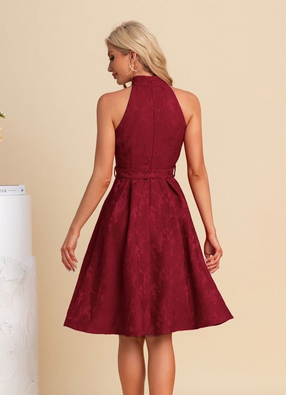 Robe Midi Bordeaux Ceinturée - gallery 3