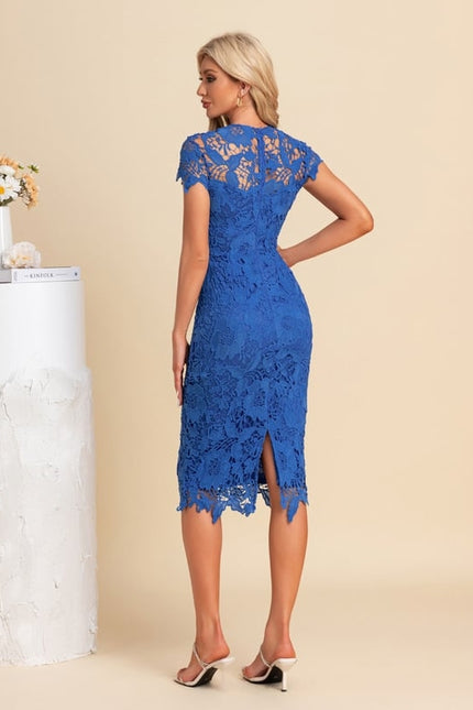 Robe Midi Dentelle Bleu Royal - gallery 3