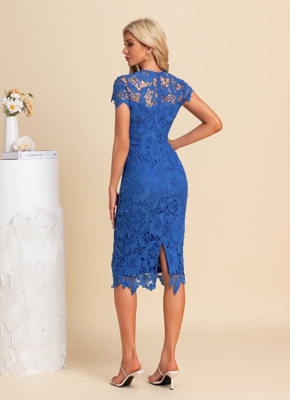 Robe Midi Dentelle Bleu Royal - gallery 3