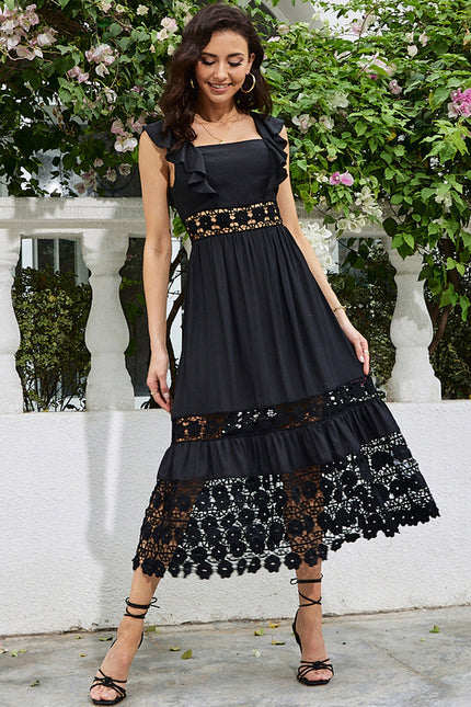 Robe Midi Noire Délicate - gallery 4
