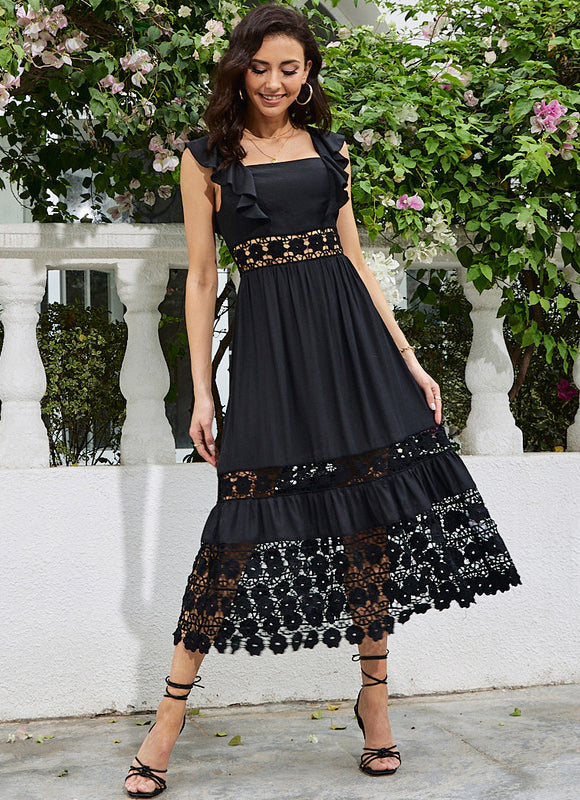 Robe Midi Noire Délicate - gallery 4