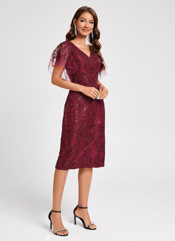 Robe Midi Bordeaux Pailletée - gallery 2