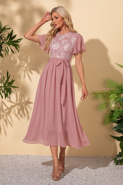Robe Midi Midi Rose Délicate - gallery 4
