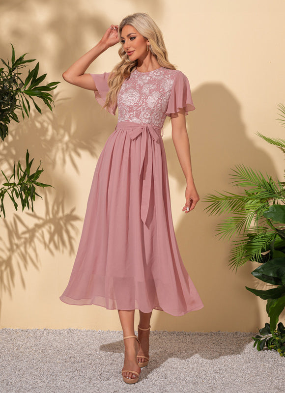 Robe Midi Midi Rose Délicate - gallery 4