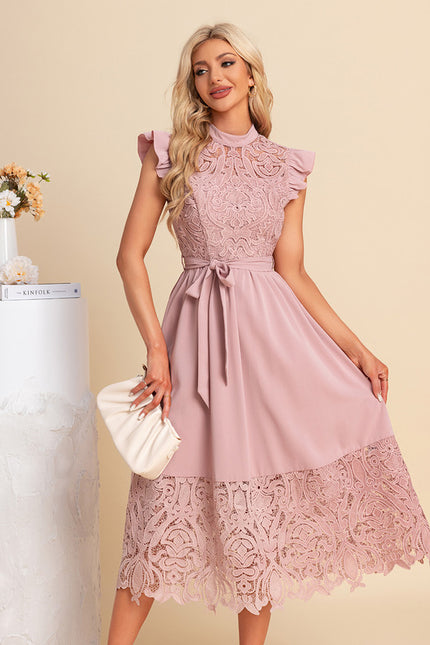 Robe Midi Midi Dentelle Ajustée - gallery 1