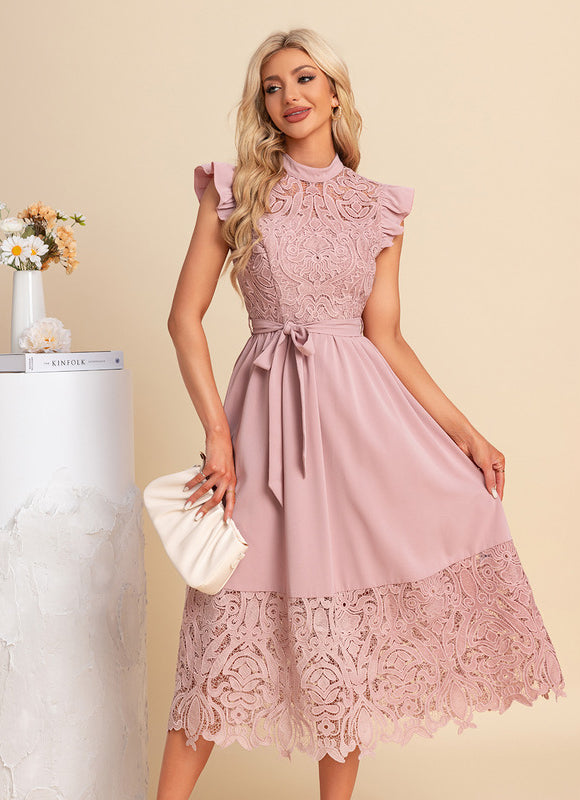 Robe Midi Midi Dentelle Ajustée - gallery 1
