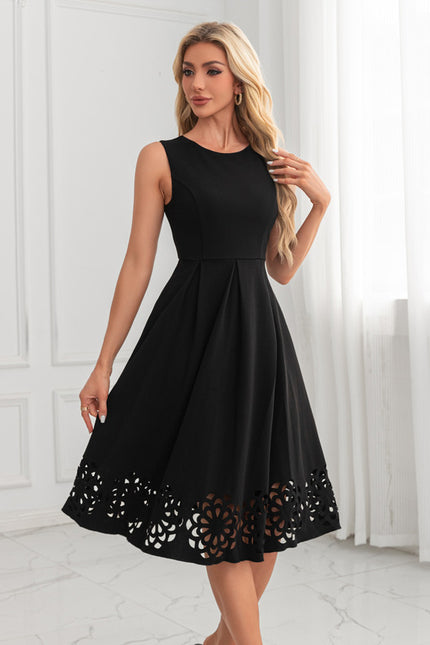 Robe Midi Noire Ajourée - gallery 3